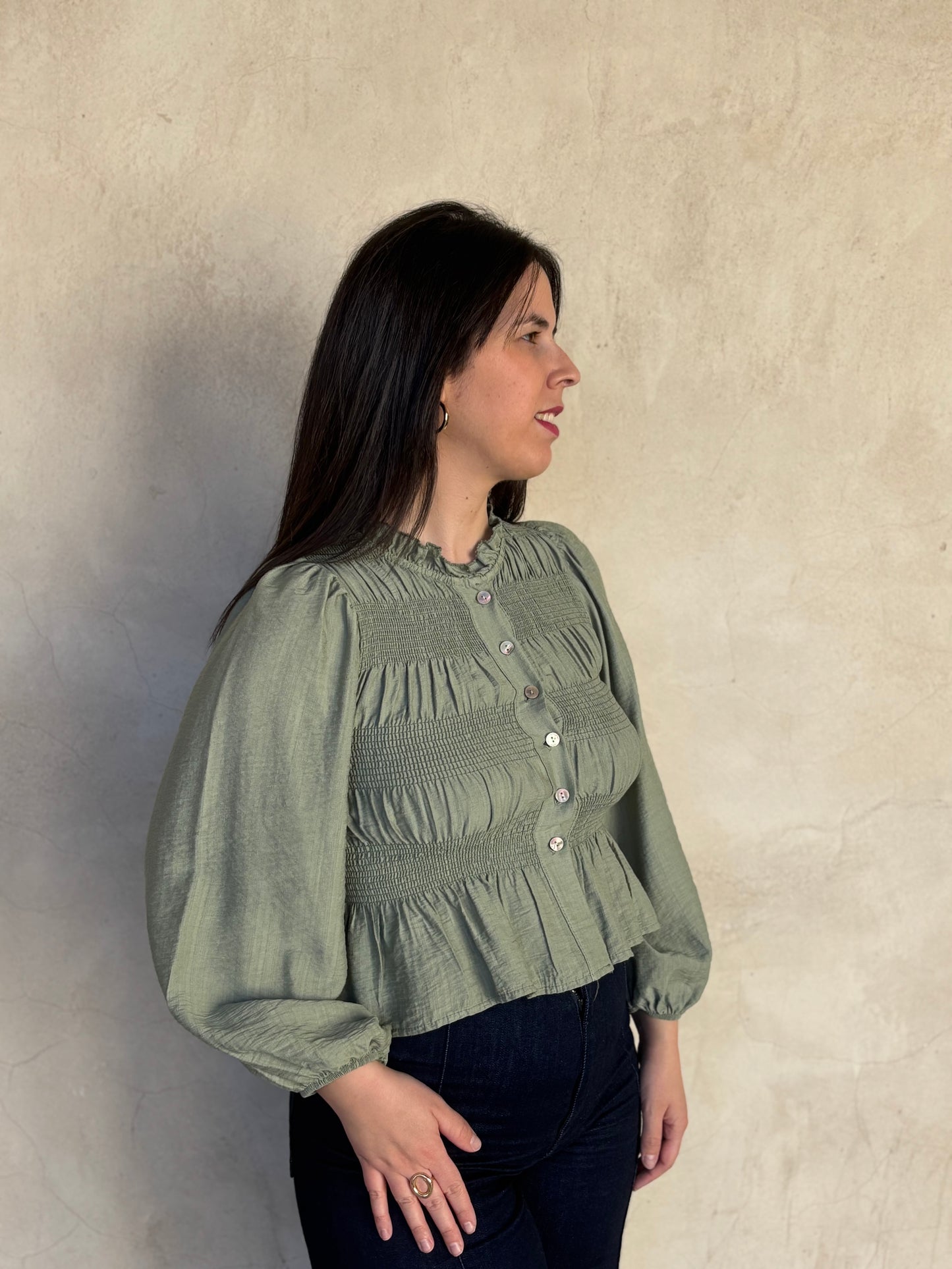 BLUSA FRUNCE VERDE
